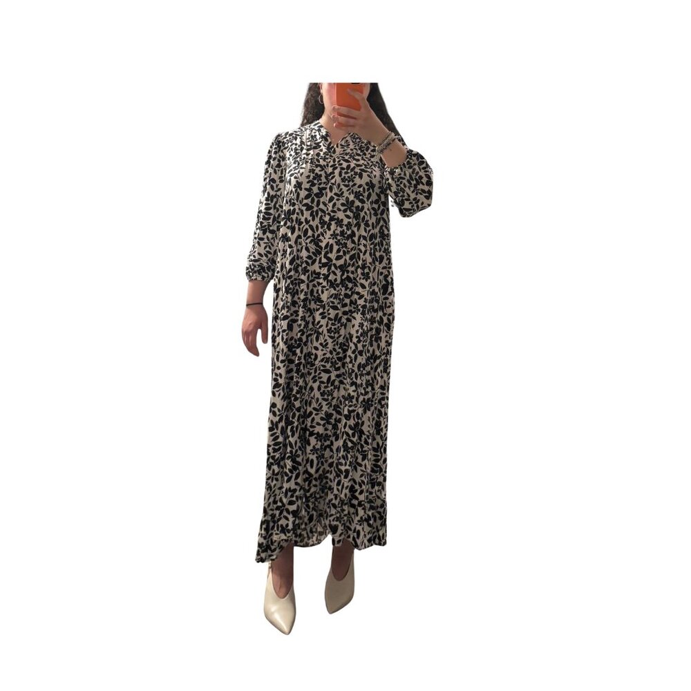 Mango white and black baggy button down dress